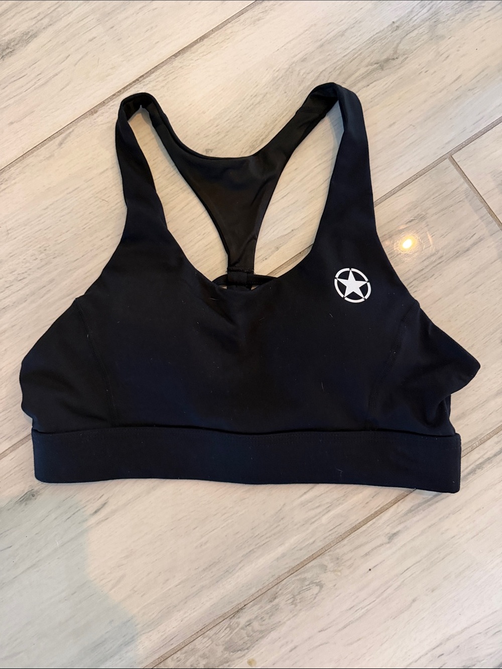 Savage Barbell Black Racerback Sports Bra with Star Emblem